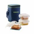 Borosil Glass Lunch Box Set of 3, 320 ml,Microwave Safe Office Tiffin (12 x 12 x 6.5 cms)