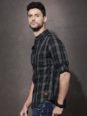 Men Black & Grey Checked Casual Shirt