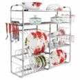 OSE 5 Shelf Wall Mount Kitchen Dish Rack | Plate Cutlery Stand | Kitchen Utensil Rack | Kitchen Organizer | Stainless Steel