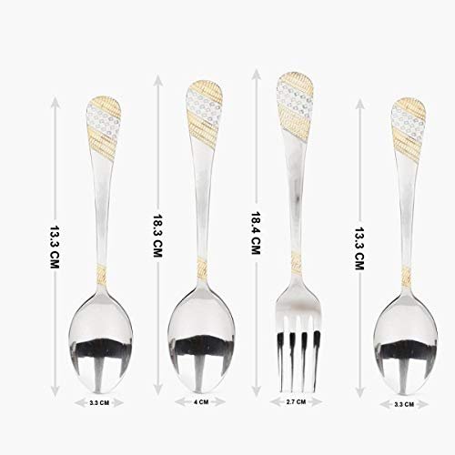 fnS Imperio Gold Plated 24 Pcs Cutlery Set -6 Pcs Dinner Spoon, 6 Pcs Dinner Fork, 6 Pcs Baby Spoon & 6 Pcs Tea Spoons