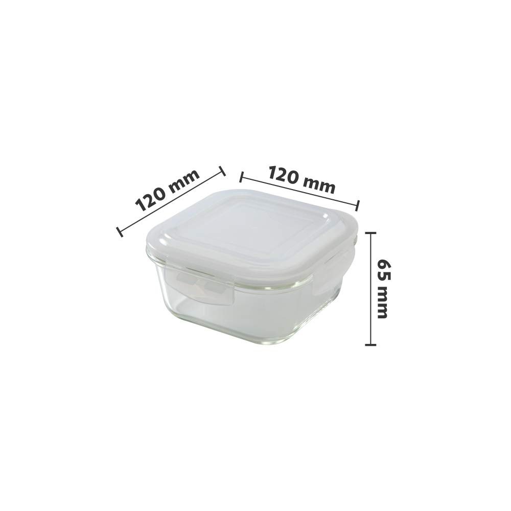 Borosil Glass Lunch Box Set of 3, 320 ml,Microwave Safe Office Tiffin (12 x 12 x 6.5 cms)