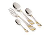 fnS Imperio Gold Plated 24 Pcs Cutlery Set -6 Pcs Dinner Spoon, 6 Pcs Dinner Fork, 6 Pcs Baby Spoon & 6 Pcs Tea Spoons