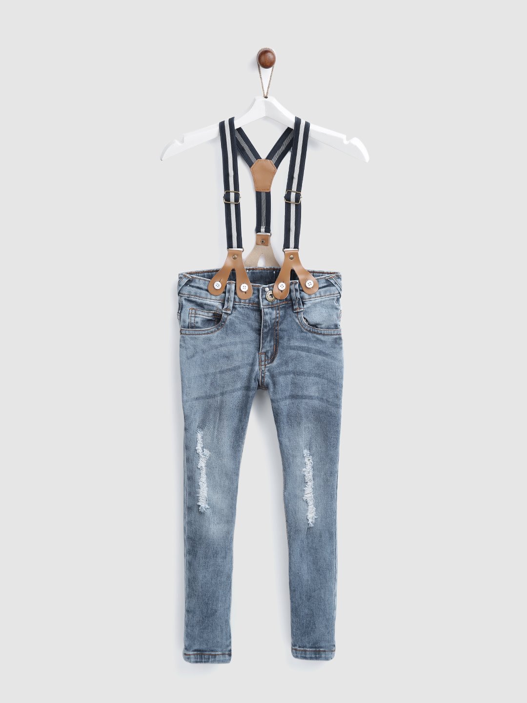 Boys Blue Regular Fit Mid-Rise Mildly Distressed Stretchable Jeans