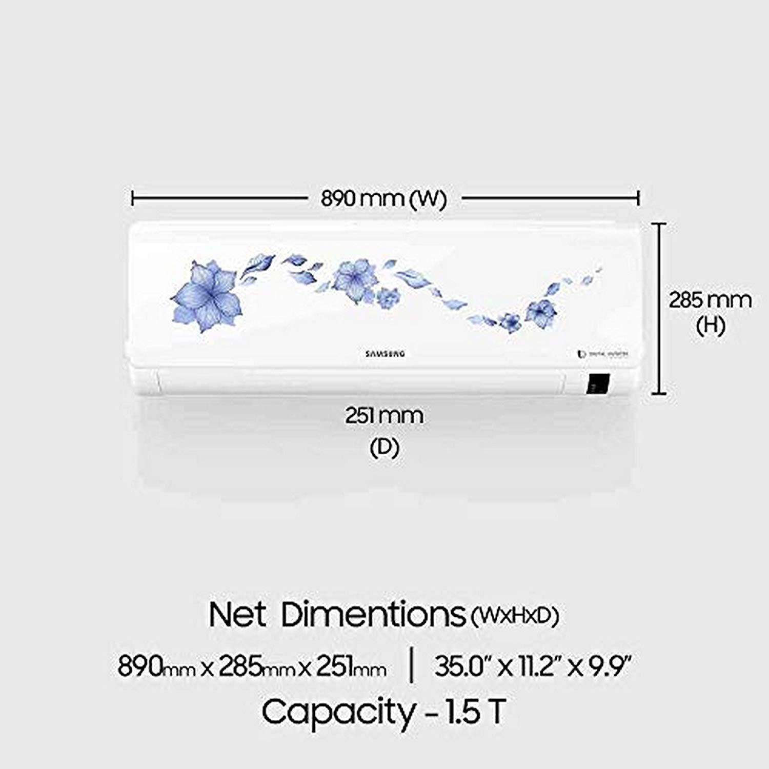 Samsung 1.5 Ton 3 Star Inverter Split AC (Alloy, AR18NV3HLTR,Star Flower White)