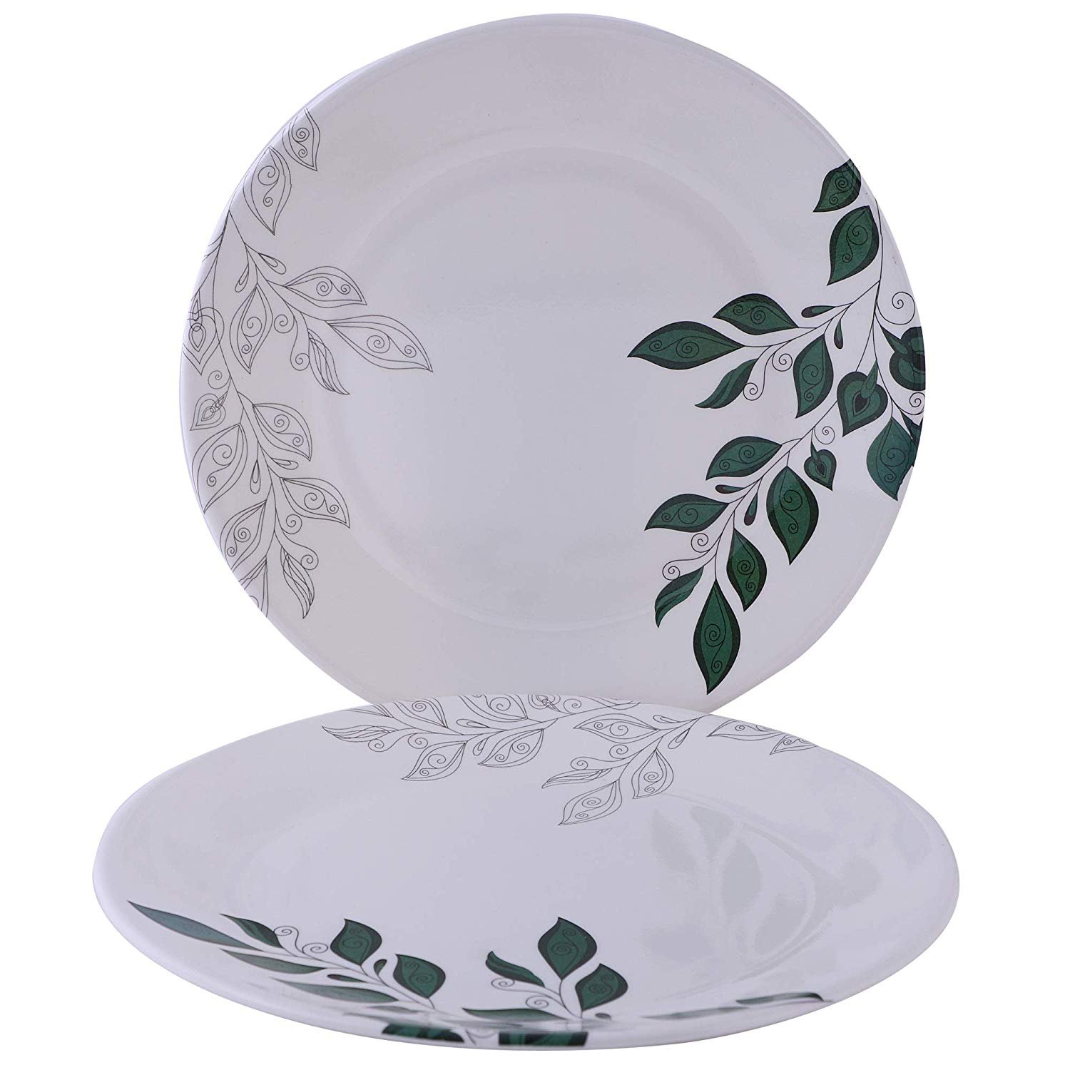 Golden Fish Unbreakable Round Leaves Print Full Dinner Plates (Set of 6 Plates)