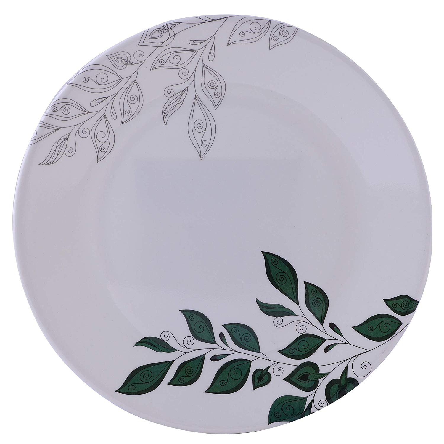 Golden Fish Unbreakable Round Leaves Print Full Dinner Plates (Set of 6 Plates)