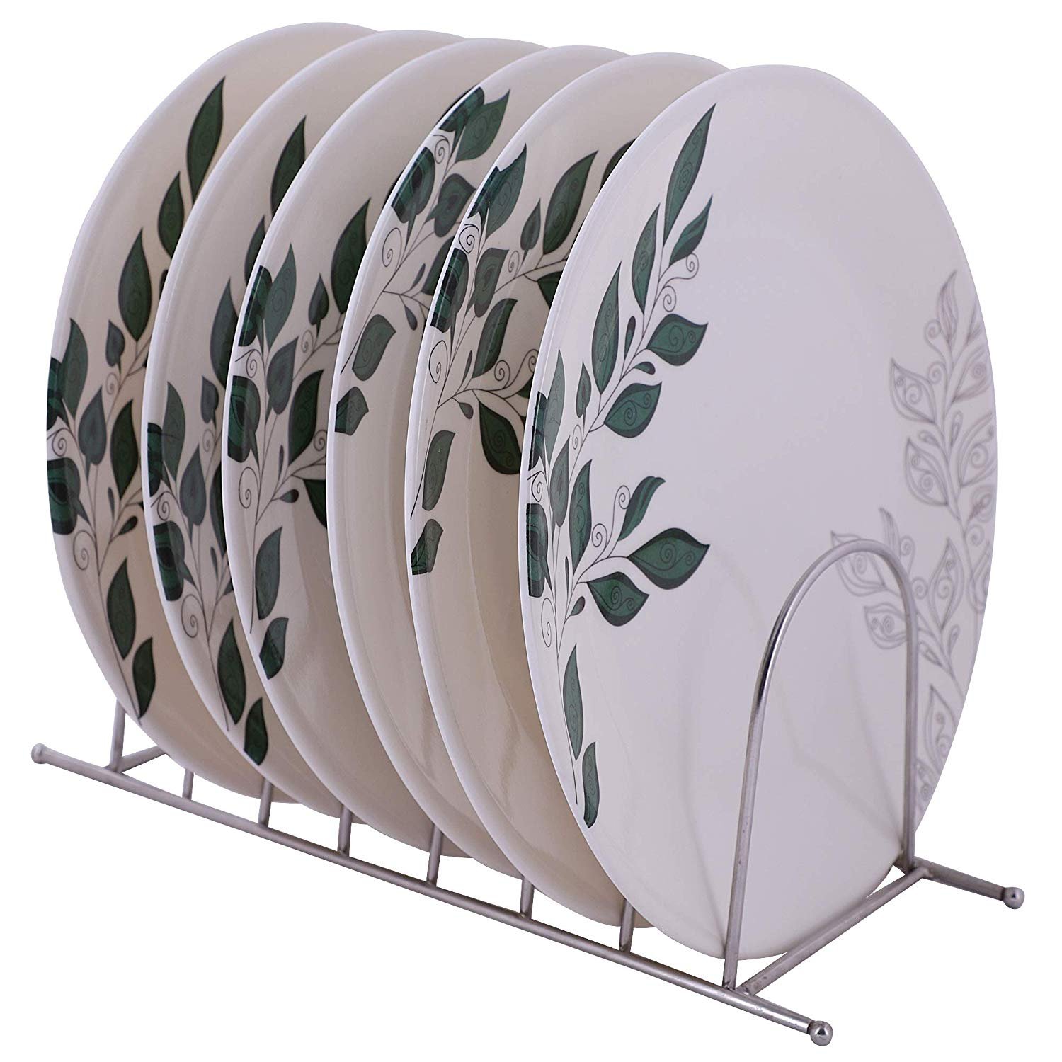 Golden Fish Unbreakable Round Leaves Print Full Dinner Plates (Set of 6 Plates)