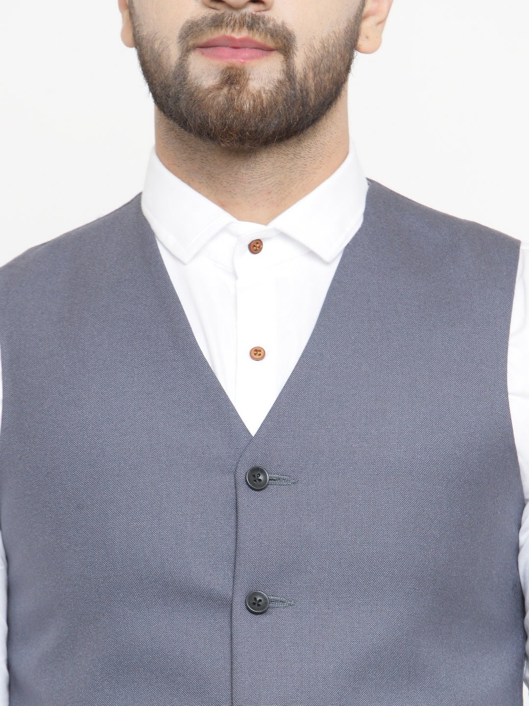 Grey Solid Single-Breasted Formal Suit