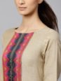 Indo Era Women Beige & Pink Yoke Design Kurta with Palazzos & Dupatta