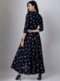 Vishudh Women Navy Blue & Silver-Toned Printed Anarkali Kurta