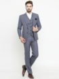 Grey Solid Single-Breasted Formal Suit