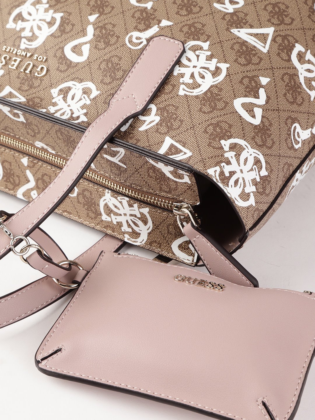 Brown & White Printed Shoulder Bag