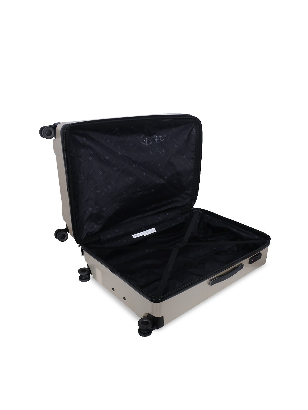 Unisex Set of 3 Grey Textured Hard-Sided Expandable Confide Trolley Suitcases