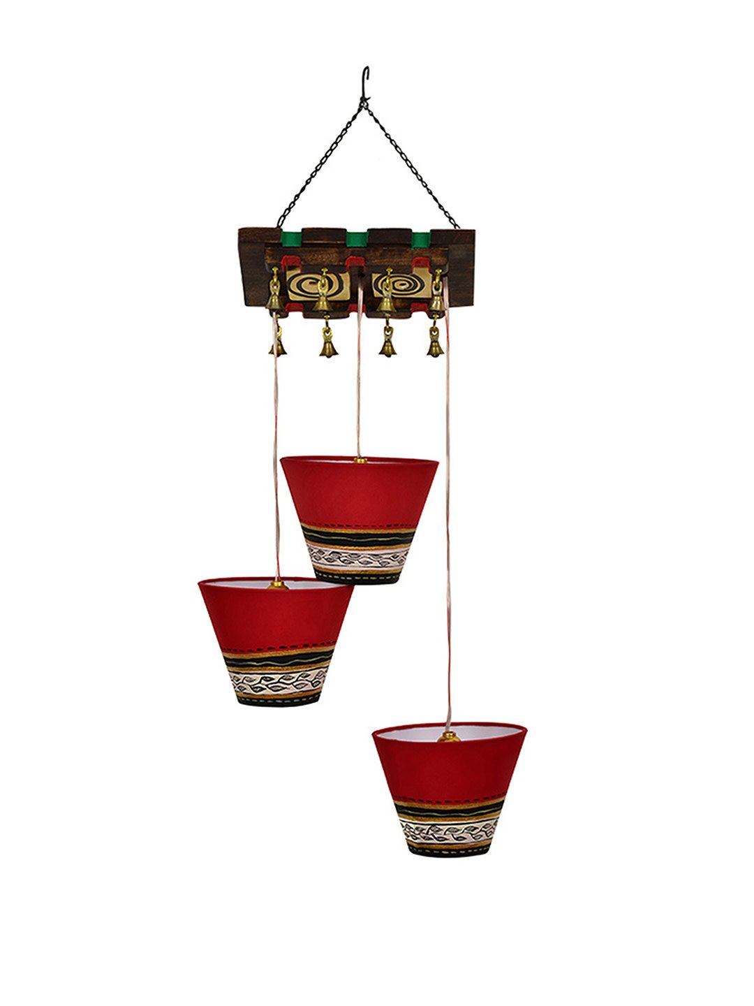 Brown & Maroon Self Design Hanging Ceiling Lamp