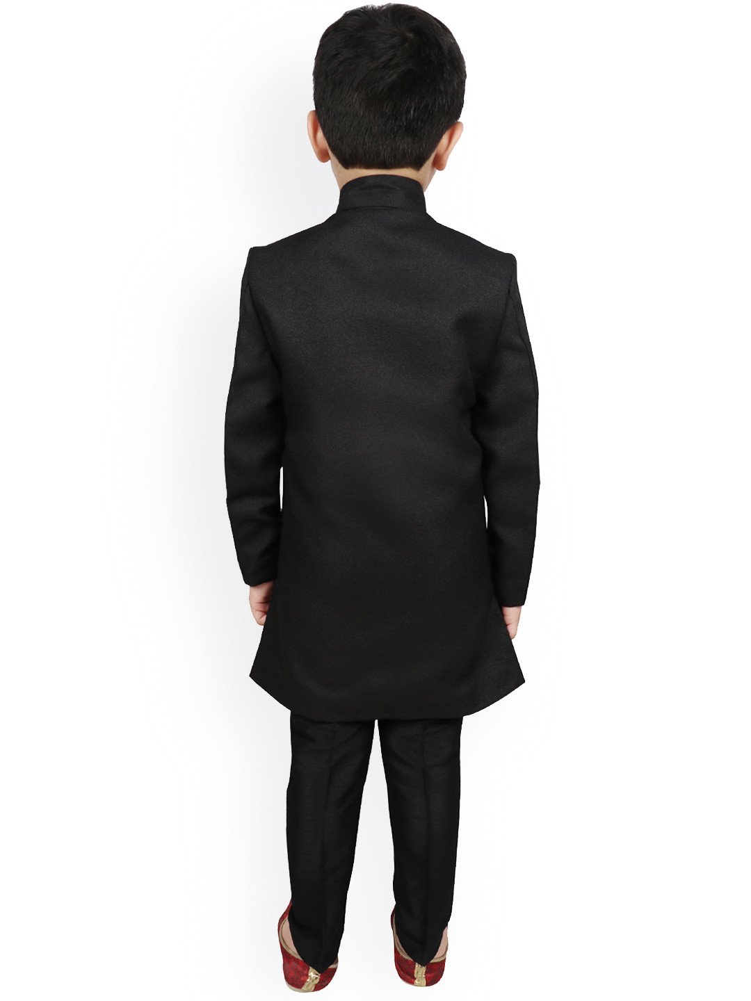 Boys Black Solid Sherwani Set