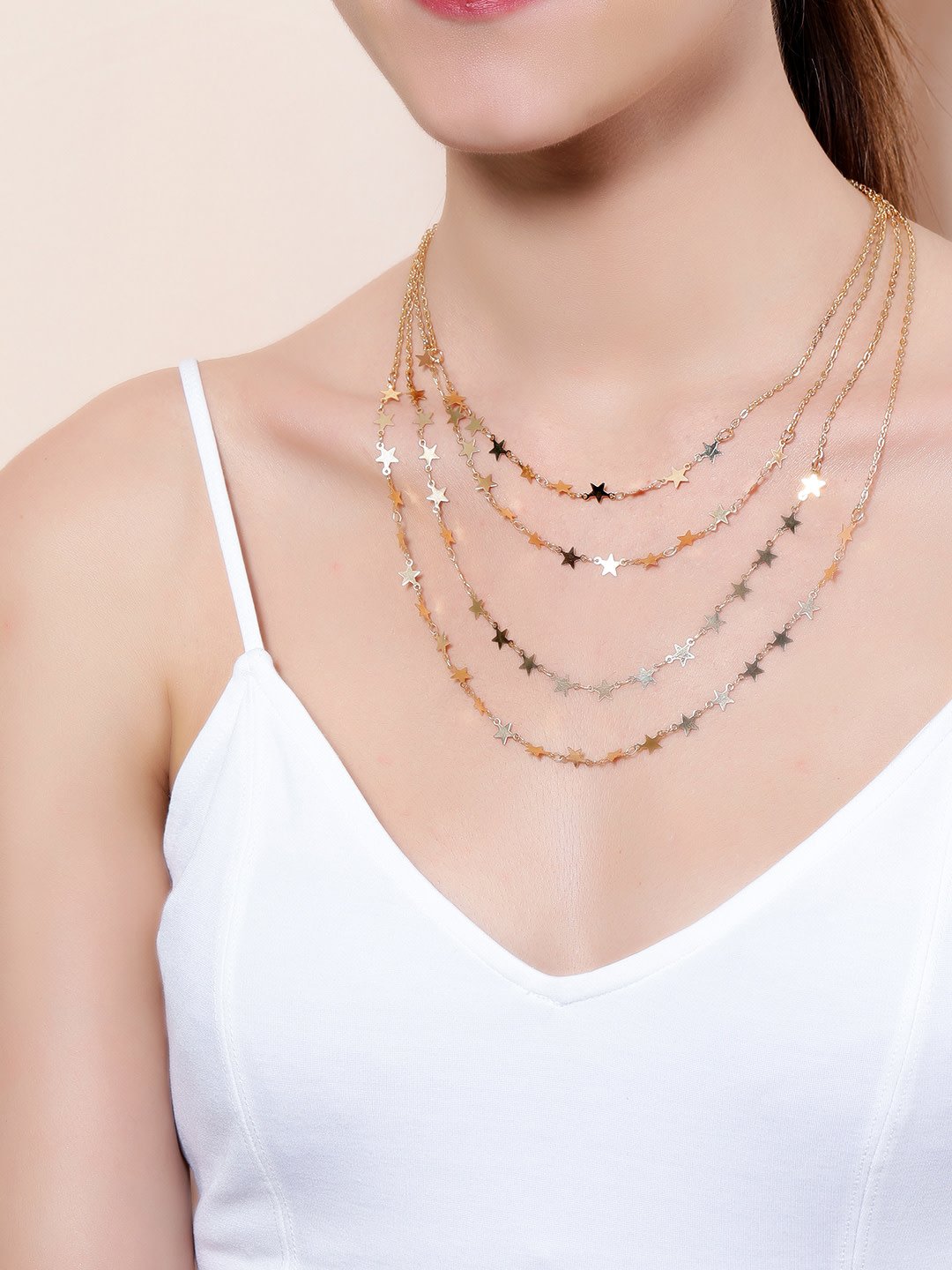 Gold-Plated Alloy Layered Necklace