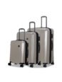 Unisex Set of 3 Grey Textured Hard-Sided Expandable Confide Trolley Suitcases