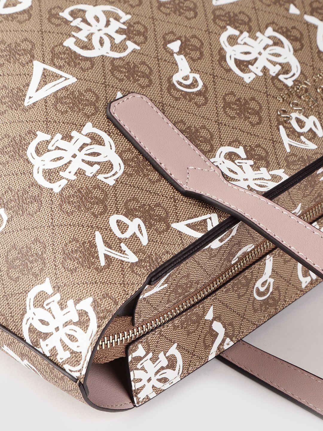 Brown & White Printed Shoulder Bag