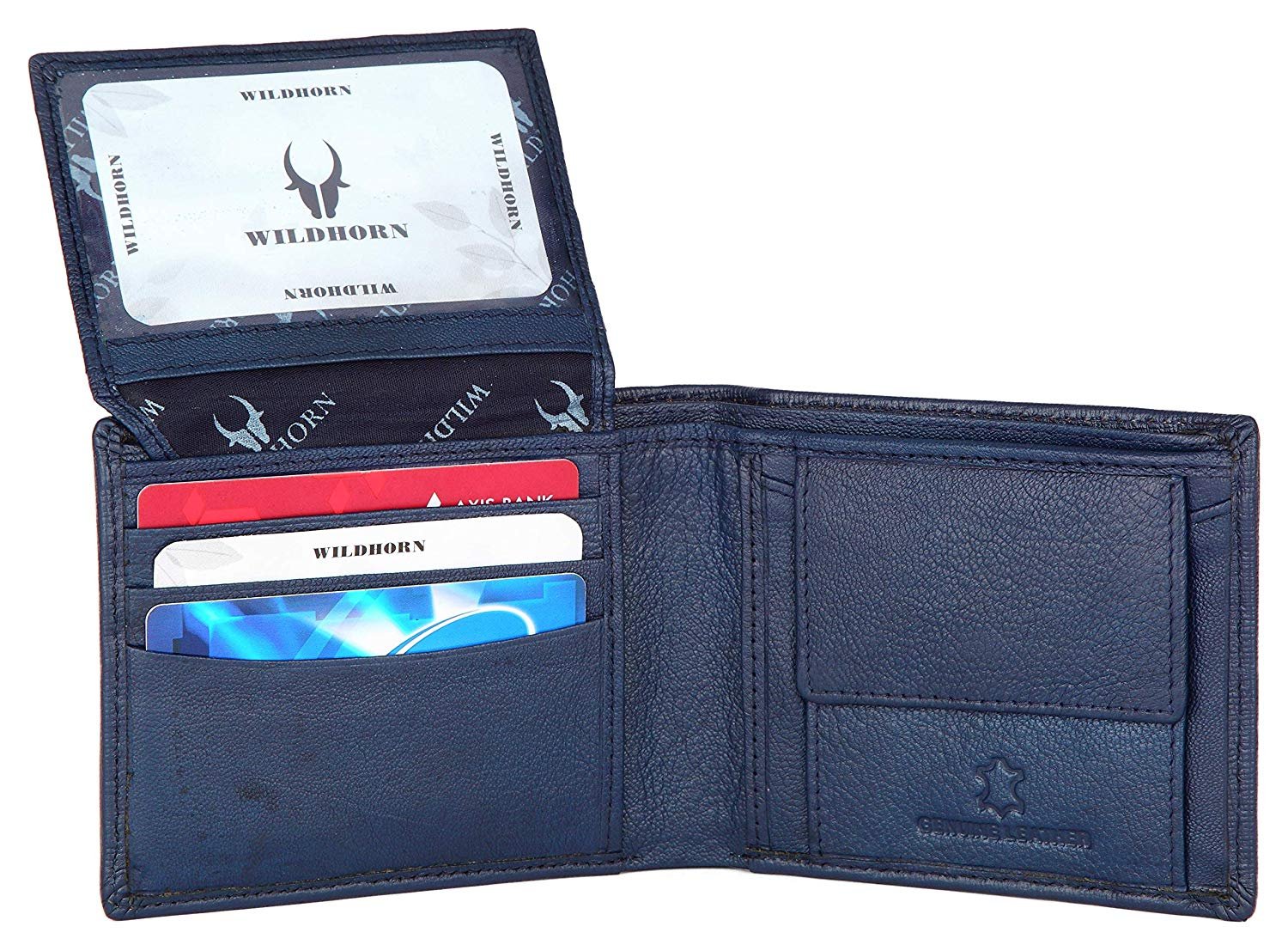 HIDE & SKIN Men’s Leather Card Holder and Middle Stitch Belt Combo Box (Black)
