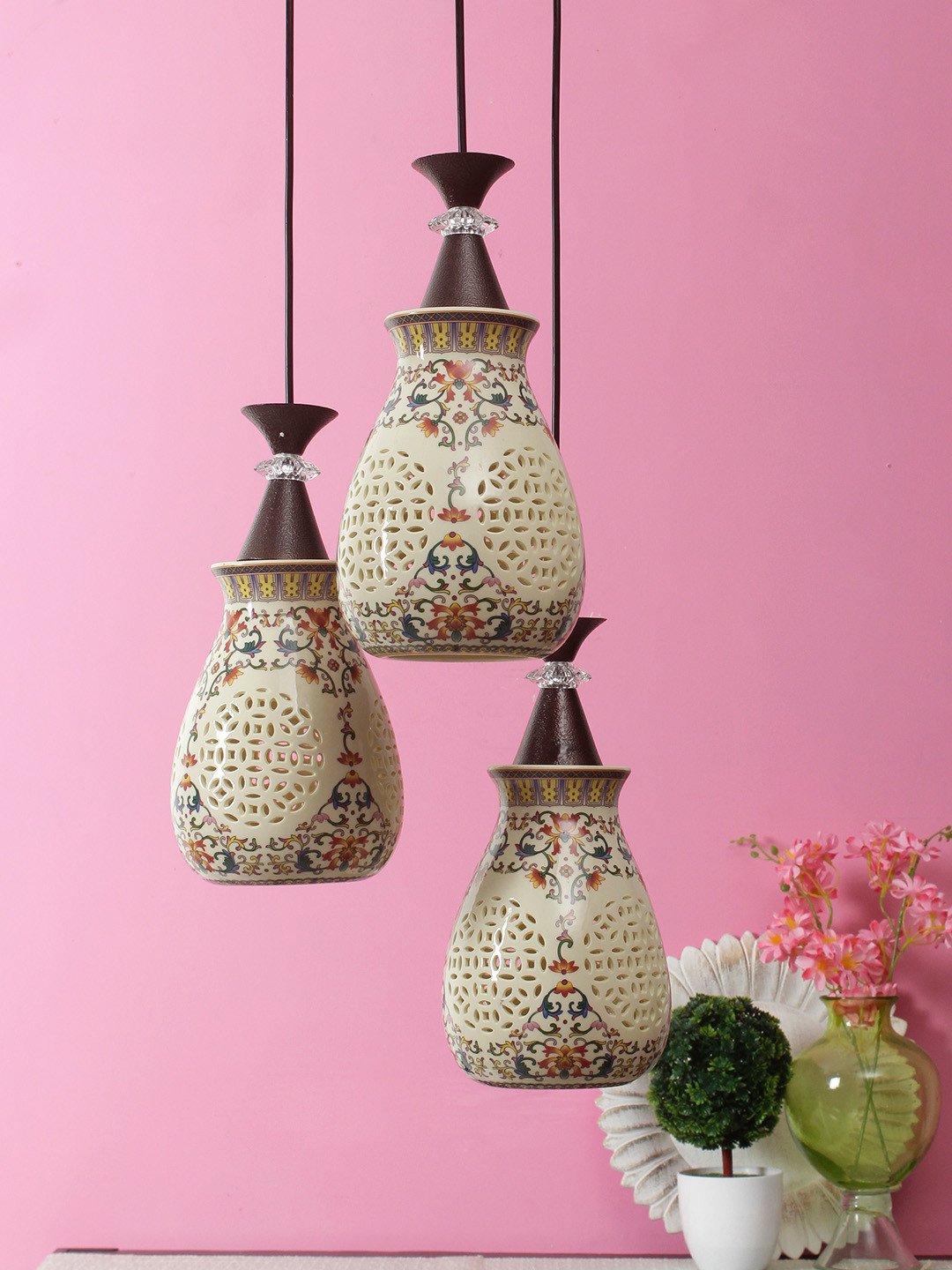 White Printed Pendant Ceiling Lamp
