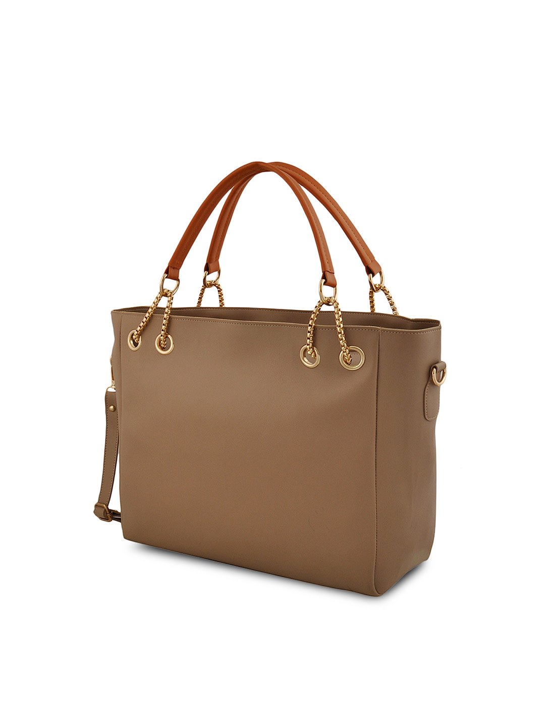 Beige Solid Handheld Bag