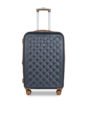 Unisex Grey Textured Hard-Sided 360-Degree Rotation Medium Trolley Bag