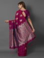 Magenta Silk Blend Woven Design Banarasi Saree
