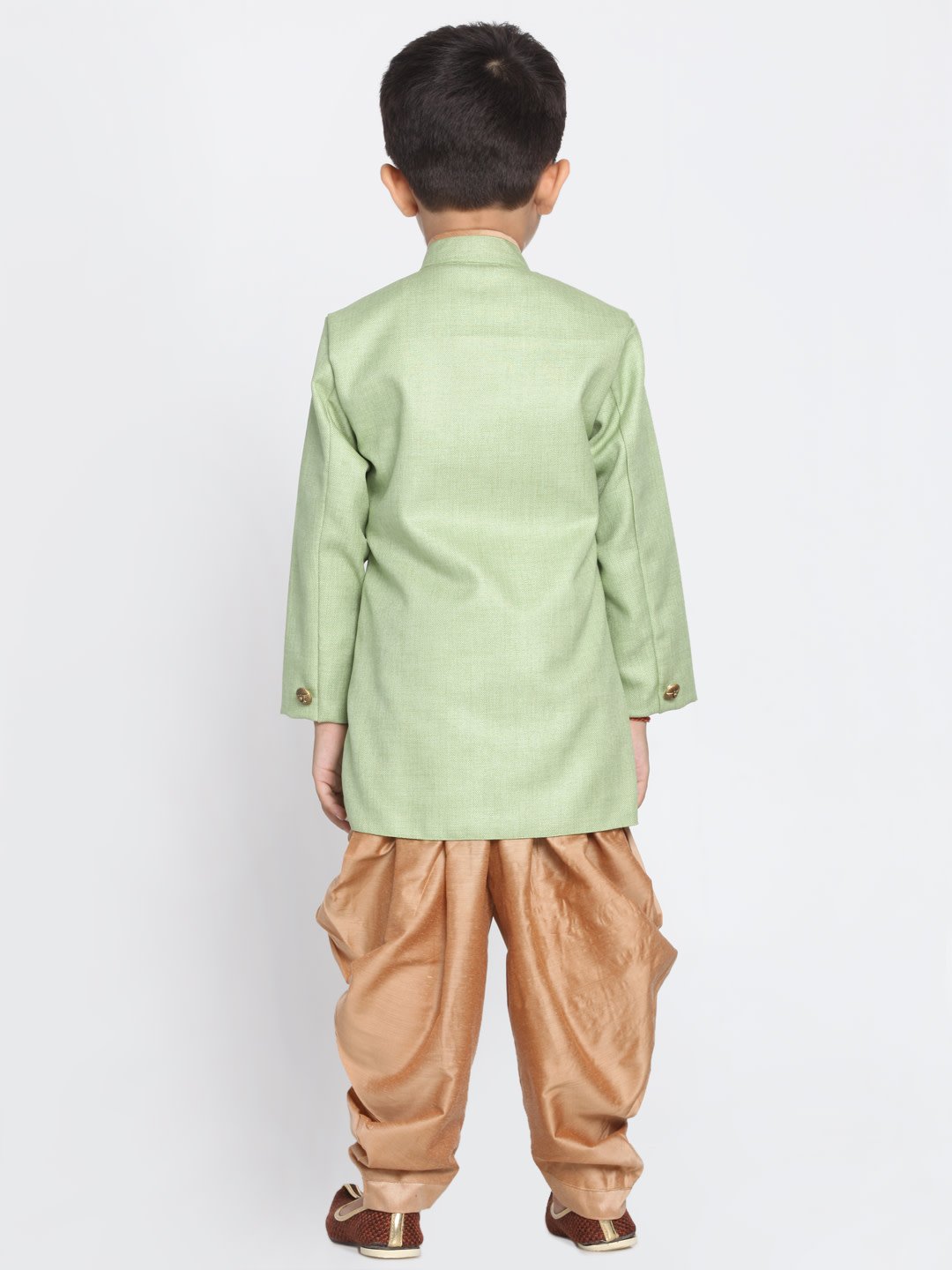 Boys Green & Golden Sherwani Set